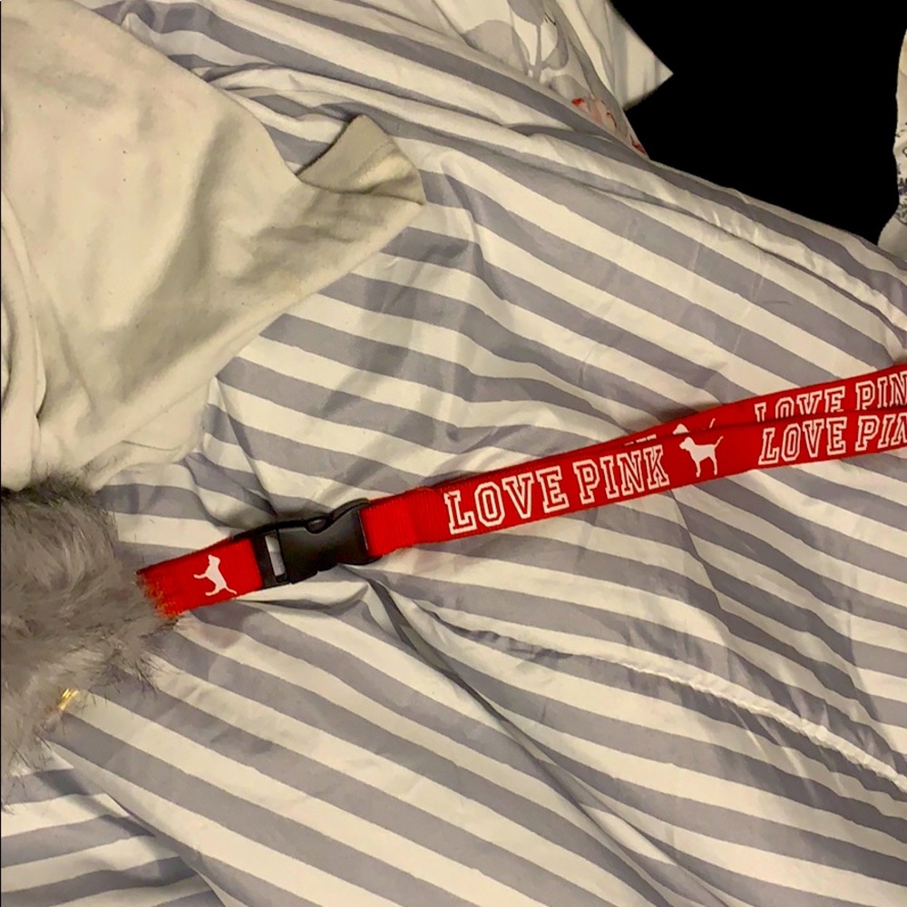 Pink brand red lanyard